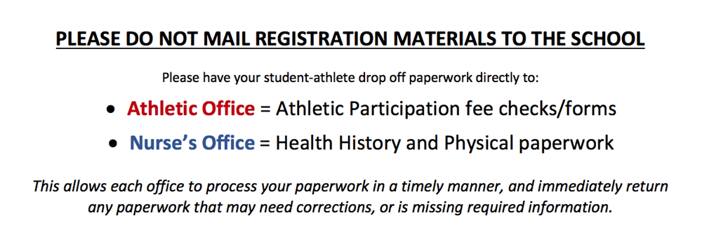 Please do not mail registration materials to the school 